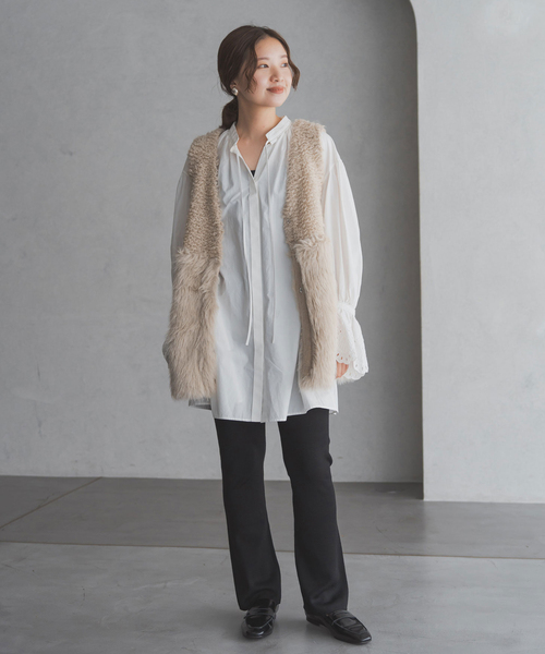 IENA（イエナ）の「RITTO/リット ROOP FUR VEST ベスト 202490-FT（ベスト・レディース・ブラック/ベージュ・FREE）」の4枚目の写真