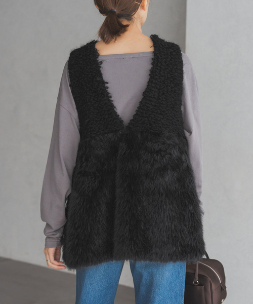 IENA（イエナ）の「RITTO/リット ROOP FUR VEST ベスト 202490-FT（ベスト・レディース・ブラック/ベージュ・FREE）」の7枚目の写真