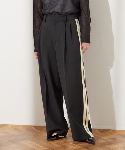 journal standard L'essage（ジャーナルスタンダードレサージュ）の「PE/ツイルラインパンツ2（スラックス・レディース・グレー/ブラック・36/38）」の3枚目の写真
