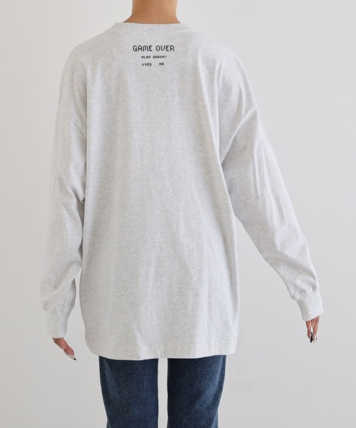 ANME(アンメ)の「ANMEピクセルロゴプリント長袖Tシャツ(Tシャツ/カットソー・レディース・オートミール/ブラック系/オフホワイト/ブラック系その他・M/L)」の7枚目の写真
