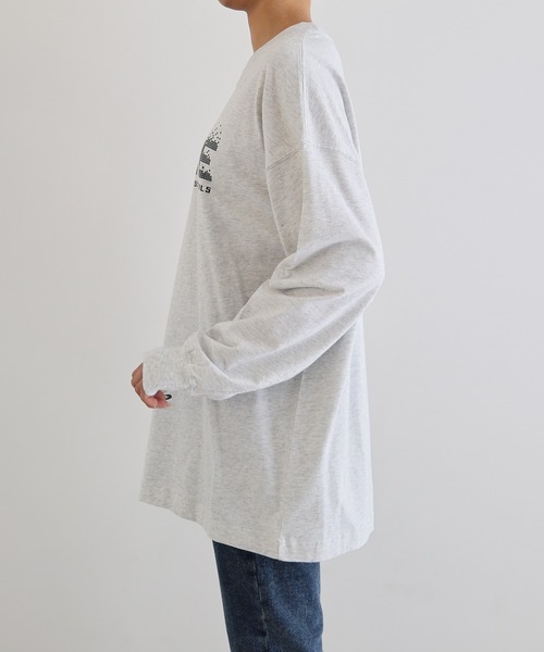 ANME(アンメ)の「ANMEピクセルロゴプリント長袖Tシャツ(Tシャツ/カットソー・レディース・オートミール/ブラック系/オフホワイト/ブラック系その他・M/L)」の6枚目の写真