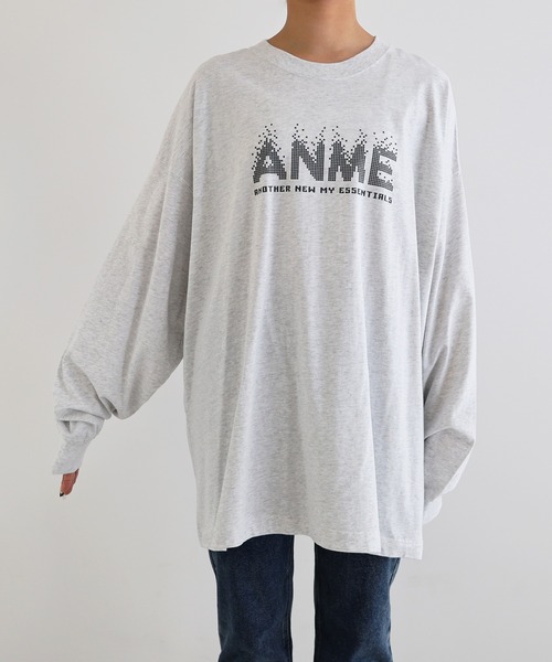 ANME(アンメ)の「ANMEピクセルロゴプリント長袖Tシャツ(Tシャツ/カットソー・レディース・オートミール/ブラック系/オフホワイト/ブラック系その他・M/L)」の8枚目の写真