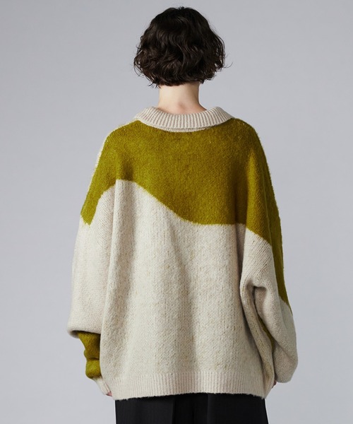 【セール】MIX PATTERN SHAGGY VOLUME KNIT POLO / シャギーミックスボリュームニットポロ（ニット/セーター）｜ONCILY（オンシェリー）