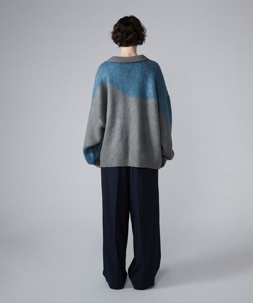 【セール】MIX PATTERN SHAGGY VOLUME KNIT POLO / シャギーミックスボリュームニットポロ（ニット/セーター）｜ONCILY（オンシェリー）