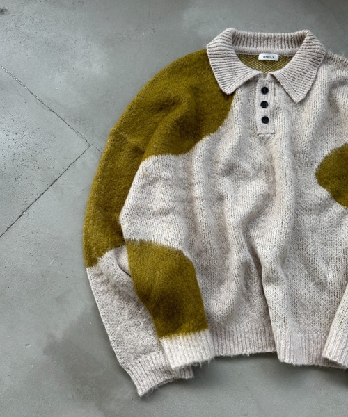 【セール】MIX PATTERN SHAGGY VOLUME KNIT POLO / シャギーミックスボリュームニットポロ（ニット/セーター）｜ONCILY（オンシェリー）