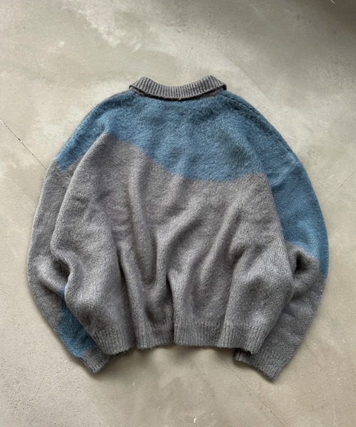 【セール】MIX PATTERN SHAGGY VOLUME KNIT POLO / シャギーミックスボリュームニットポロ（ニット/セーター）｜ONCILY（オンシェリー）