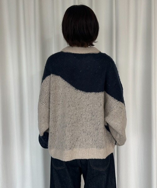 【セール】MIX PATTERN SHAGGY VOLUME KNIT POLO / シャギーミックスボリュームニットポロ（ニット/セーター）｜ONCILY（オンシェリー）