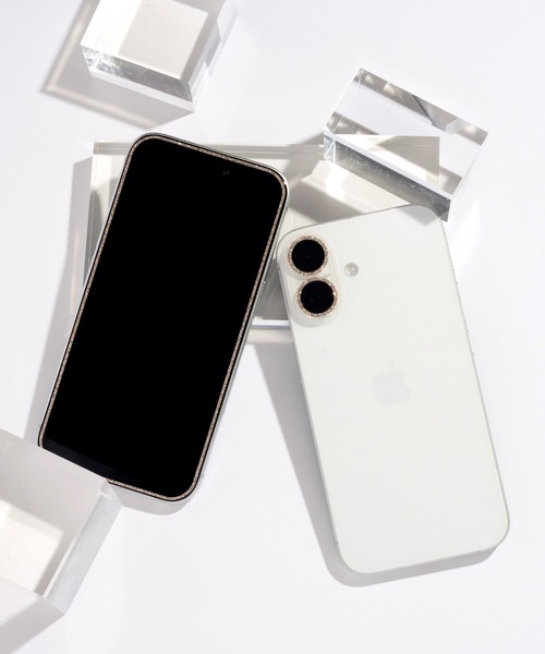 iPhone 16専用 Premium Style 全面保護ガラス ラメフレーム 画面保護