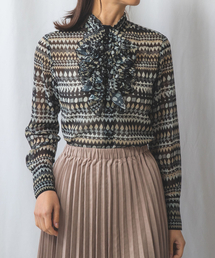 NARACAMICIE | 【NARACAMICIE】トランプ柄シフォン長袖フリルブラウス(シャツ/ブラウス)