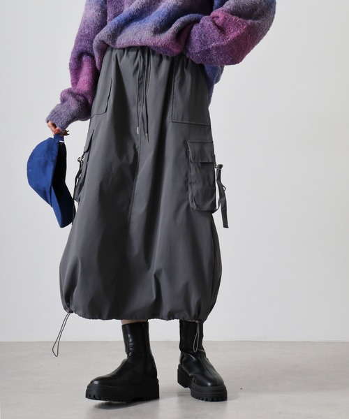 FUNALIVE（ファンアライブ）の「.works 合繊バルーンカーゴスカート（スカート・レディース・ブラック/ダークグレー/グレー・M）」の10枚目の写真