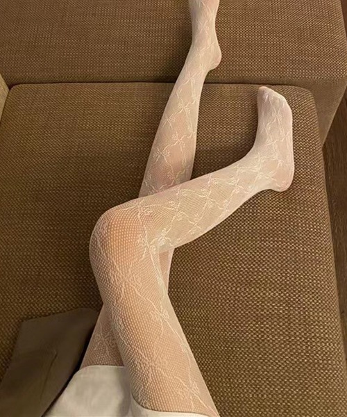 CALIFORNIA OUTFITTERS（カリフォルニア アウトフィッターズ）の「2-9D22 リボン柄 ストッキング パンスト 編みタイツ 柄タイツ（タイツ/ストッキング・レディース・ホワイト/ブラック・ONESIZE）」の12枚目の写真