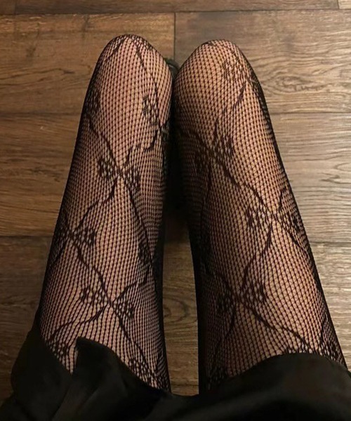 CALIFORNIA OUTFITTERS（カリフォルニア アウトフィッターズ）の「2-9D22 リボン柄 ストッキング パンスト 編みタイツ 柄タイツ（タイツ/ストッキング・レディース・ホワイト/ブラック・ONESIZE）」の9枚目の写真