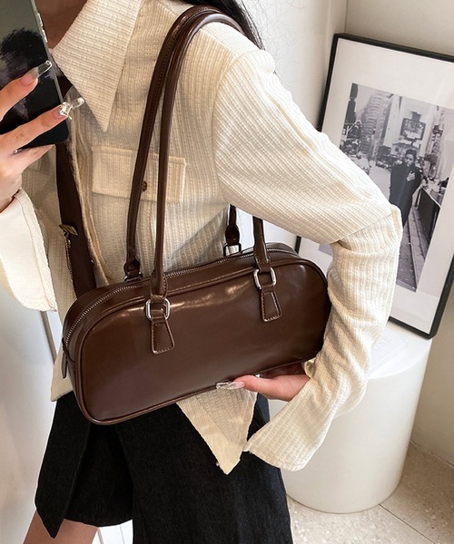 HALEY PESCA（ヘーリーペスカ）の「HALEY PESCA/レザー調　スクエアボストンバッグ（ボストンバッグ・レディース・レッド/ピンク/ブラウン/ホワイト/ブラック・FREE）」の11枚目の写真