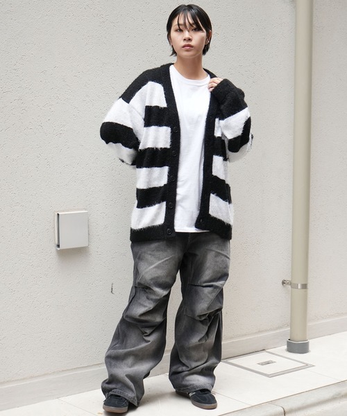 セール】【Soupy Soupy】mohair like shaggy knit cardigan