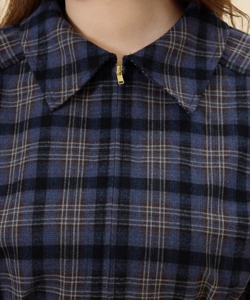 REDYAZEL(レディアゼル)の「【セットアップ可能】フロントジップチェックショートブルゾン(ブルゾン・レディース・ブラウン/ピンク/グレー・MEDIUM/SMALL)」の8枚目の写真