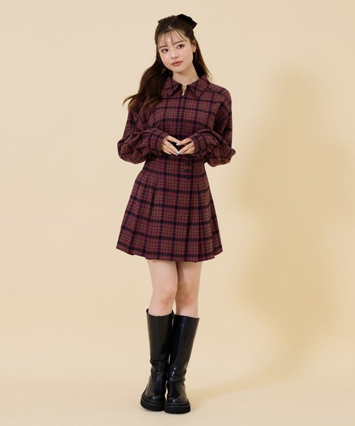 REDYAZEL(レディアゼル)の「【セットアップ可能】フロントジップチェックショートブルゾン(ブルゾン・レディース・ブラウン/ピンク/グレー・MEDIUM/SMALL)」の19枚目の写真