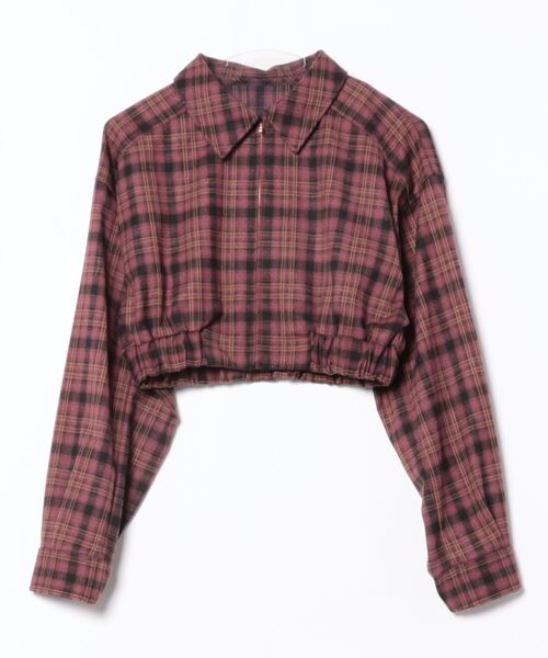 REDYAZEL(レディアゼル)の「【セットアップ可能】フロントジップチェックショートブルゾン(ブルゾン・レディース・ブラウン/ピンク/グレー・MEDIUM/SMALL)」の22枚目の写真