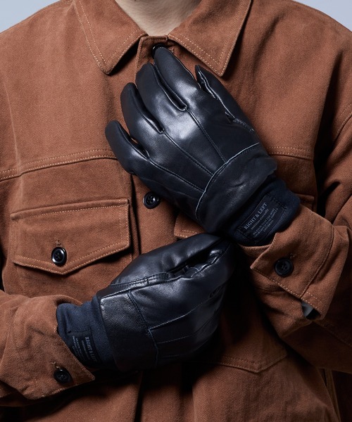 セール】【SETUP7】スマホ対応レザー ハギ配色PWSカフス 裏ボア メンズ