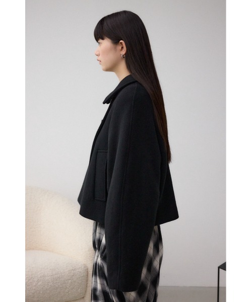 AZUL by moussy(アズールバイマウジー)の「コクーンスリーブショートコート(ステンカラーコート・レディース・杢グレー/ブラック/ライトベージュ・FREE)」の8枚目の写真