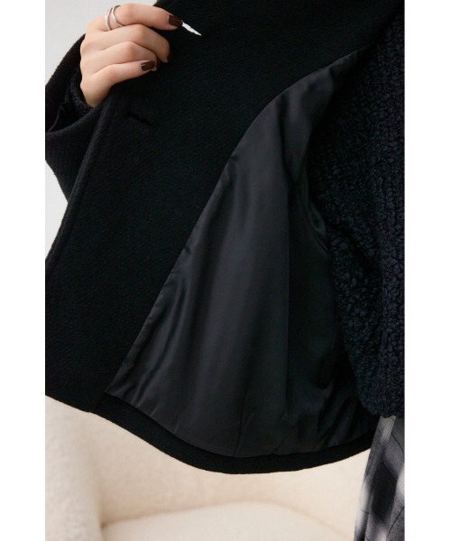 AZUL by moussy(アズールバイマウジー)の「コクーンスリーブショートコート(ステンカラーコート・レディース・杢グレー/ブラック/ライトベージュ・FREE)」の15枚目の写真