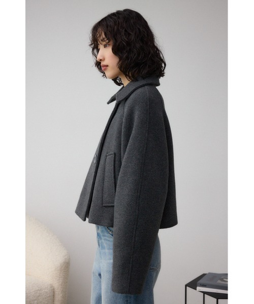 AZUL by moussy(アズールバイマウジー)の「コクーンスリーブショートコート(ステンカラーコート・レディース・杢グレー/ブラック/ライトベージュ・FREE)」の20枚目の写真