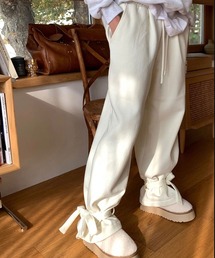 裾リボンスウェットパンツ