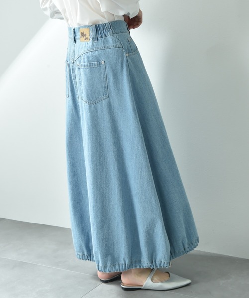 INTERPLANET（インタープラネット）の「ドロストコクーンデニムスカート（デニムスカート・レディース・ブルー/サックスブルー・FREE）」の7枚目の写真
