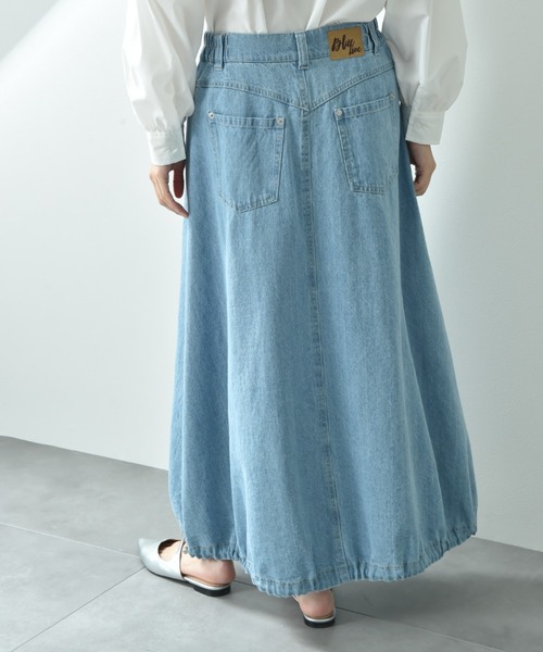 INTERPLANET（インタープラネット）の「ドロストコクーンデニムスカート（デニムスカート・レディース・ブルー/サックスブルー・FREE）」の8枚目の写真