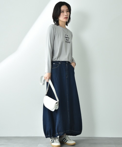 INTERPLANET（インタープラネット）の「ドロストコクーンデニムスカート（デニムスカート・レディース・ブルー/サックスブルー・FREE）」の14枚目の写真