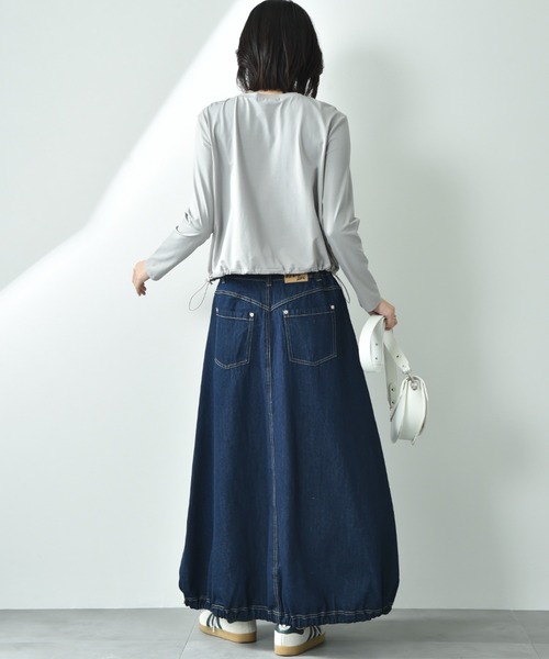 INTERPLANET（インタープラネット）の「ドロストコクーンデニムスカート（デニムスカート・レディース・ブルー/サックスブルー・FREE）」の16枚目の写真