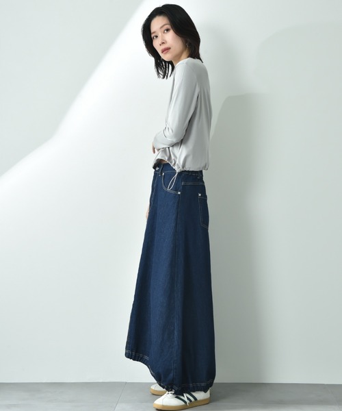 INTERPLANET（インタープラネット）の「ドロストコクーンデニムスカート（デニムスカート・レディース・ブルー/サックスブルー・FREE）」の18枚目の写真