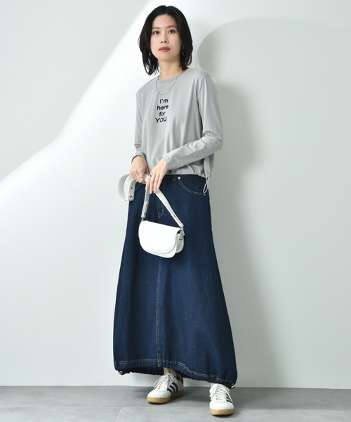 INTERPLANET（インタープラネット）の「ドロストコクーンデニムスカート（デニムスカート・レディース・ブルー/サックスブルー・FREE）」の19枚目の写真