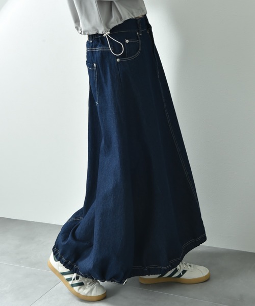 INTERPLANET（インタープラネット）の「ドロストコクーンデニムスカート（デニムスカート・レディース・ブルー/サックスブルー・FREE）」の21枚目の写真