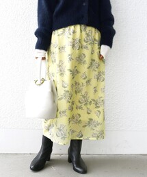 〈手洗い可能〉シアー レイヤード プリント スカート