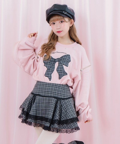 Honey Cinnamon（ハニーシナモン）の「チェックリボンAPスウェット（スウェット・レディース・ブラック/ピンク・FREE）」の10枚目の写真