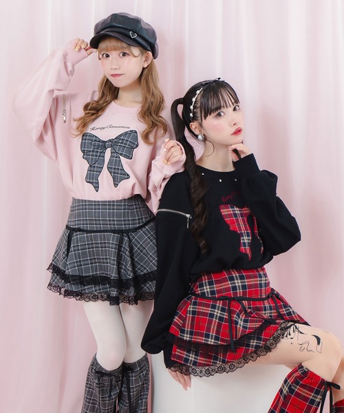 Honey Cinnamon（ハニーシナモン）の「チェックリボンAPスウェット（スウェット・レディース・ブラック/ピンク・FREE）」の18枚目の写真
