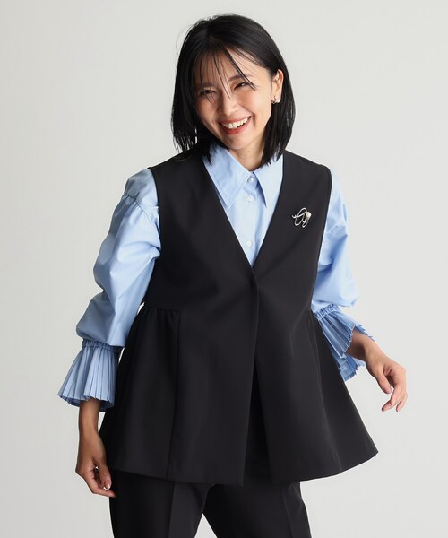 THE SHOP TK （ザ ショップ ティーケー ）の「【汚れ＆シワが付きにくい/セレモニー/通勤】ダブルクロスジレ/洗濯機OK（ベスト・レディース・ベージュ/ネイビー/ブラック・13/12）」の12枚目の写真