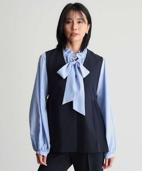 THE SHOP TK （ザ ショップ ティーケー ）の「【汚れ＆シワが付きにくい/セレモニー/通勤】ダブルクロスジレ/洗濯機OK（ベスト・レディース・ベージュ/ネイビー/ブラック・13/12）」の15枚目の写真