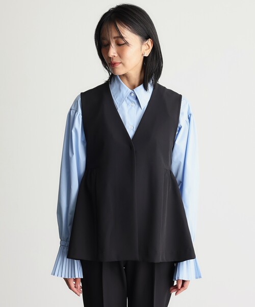 THE SHOP TK （ザ ショップ ティーケー ）の「【汚れ＆シワが付きにくい/セレモニー/通勤】ダブルクロスジレ/洗濯機OK（ベスト・レディース・ベージュ/ネイビー/ブラック・13/12）」の16枚目の写真