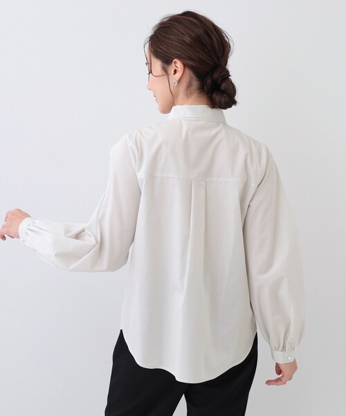 DRESKIP（ドレスキップ）の「【S-LL】お顔回りを華やかに リボンタイブラウス（シャツ/ブラウス・レディース・ライトグレー/ライトブルー/オフホワイト・04/03/02/01）」の10枚目の写真