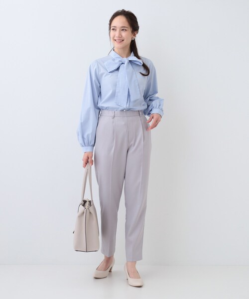 DRESKIP（ドレスキップ）の「【S-LL】お顔回りを華やかに リボンタイブラウス（シャツ/ブラウス・レディース・ライトグレー/ライトブルー/オフホワイト・04/03/02/01）」の15枚目の写真