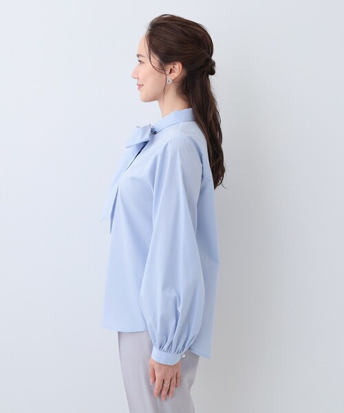 DRESKIP（ドレスキップ）の「【S-LL】お顔回りを華やかに リボンタイブラウス（シャツ/ブラウス・レディース・ライトグレー/ライトブルー/オフホワイト・04/03/02/01）」の19枚目の写真