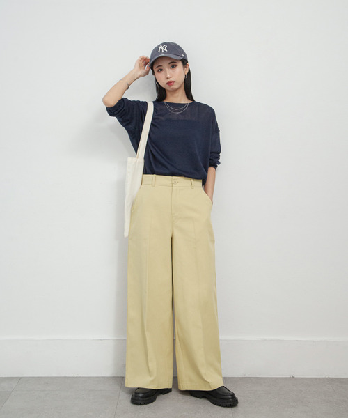 Chillfar(チルファー)の「ワイドチノパンツ(チノパンツ・レディース・ベージュ/ネイビー/ブラック/カーキ/アイボリー・LARGE/MEDIUM)」の17枚目の写真