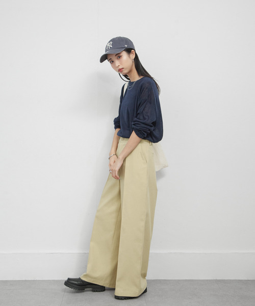 Chillfar(チルファー)の「ワイドチノパンツ(チノパンツ・レディース・ベージュ/ネイビー/ブラック/カーキ/アイボリー・LARGE/MEDIUM)」の13枚目の写真