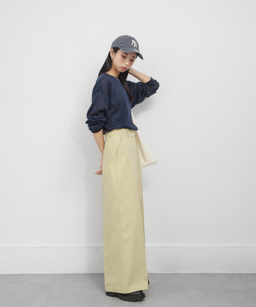 Chillfar(チルファー)の「ワイドチノパンツ(チノパンツ・レディース・ベージュ/ネイビー/ブラック/カーキ/アイボリー・LARGE/MEDIUM)」の16枚目の写真