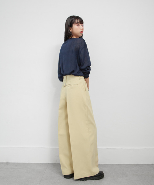 Chillfar(チルファー)の「ワイドチノパンツ(チノパンツ・レディース・ベージュ/ネイビー/ブラック/カーキ/アイボリー・LARGE/MEDIUM)」の21枚目の写真