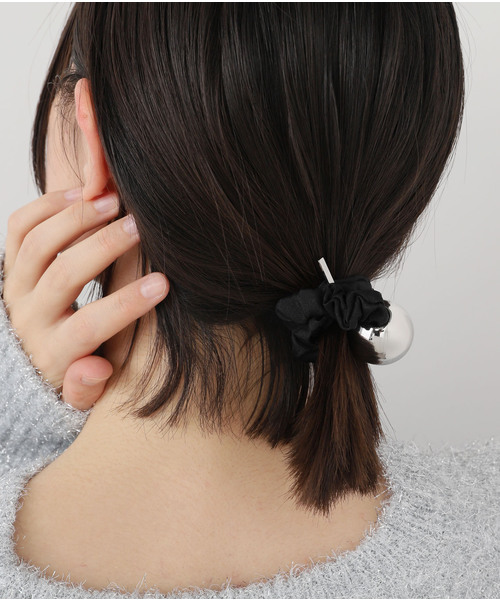 ヘアアクセサリー heyep!Medium l Ball Silk Scrunchie HEYEP/ヘイップ】Medium Metal Ball Silk Scrunchie（ヘア