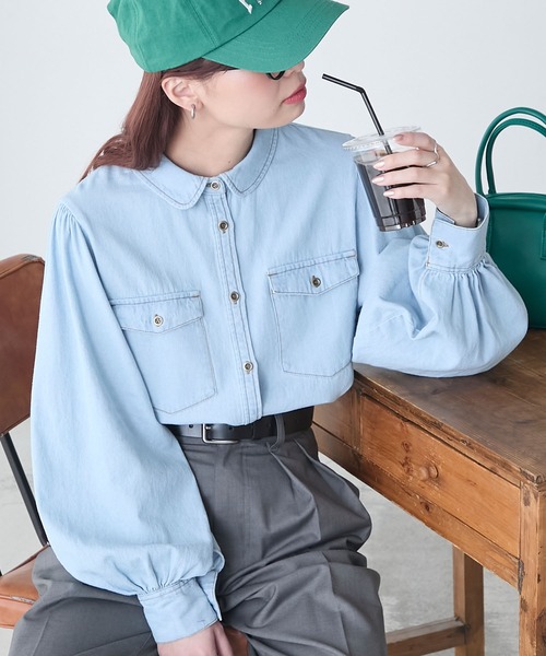 限定価格セール！ バルーンスリーブデニムシャツ（シャツ/ブラウス）｜BONLECILL ジャケット・アウター