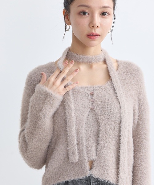 earth music&ecology（アースミュージックアンドエコロジー）の「SET3点 フェザータイ付きアンサンブル（カーディガン/ボレロ・レディース・サックスブルー/アイボリー/チャコールグレー/ピンクベージュ・FREE）」の18枚目の写真