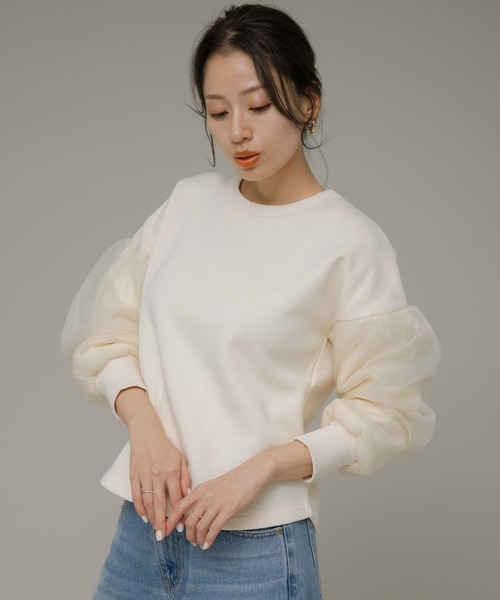 URBAN RESEARCH Sonny Label（アーバンリサーチサニーレーベル）の「オーガンジースリーブ裏起毛スウェット（スウェット・レディース・ベージュ系その他/グレー/オフホワイト・FREE）」の8枚目の写真